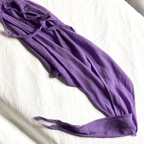 Tie Back Halter Lilac Lavender Top - Picture 4 of 6